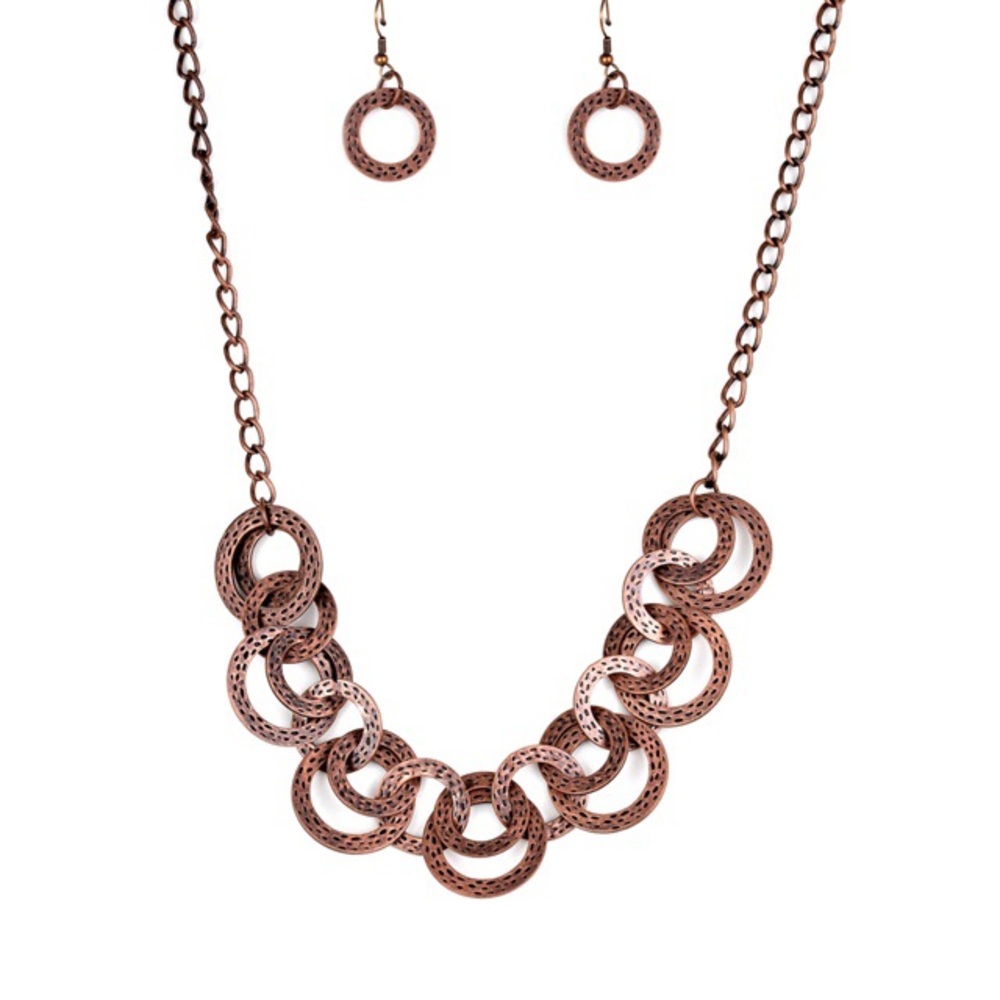 Rings of Copper Necklace & Earring Set